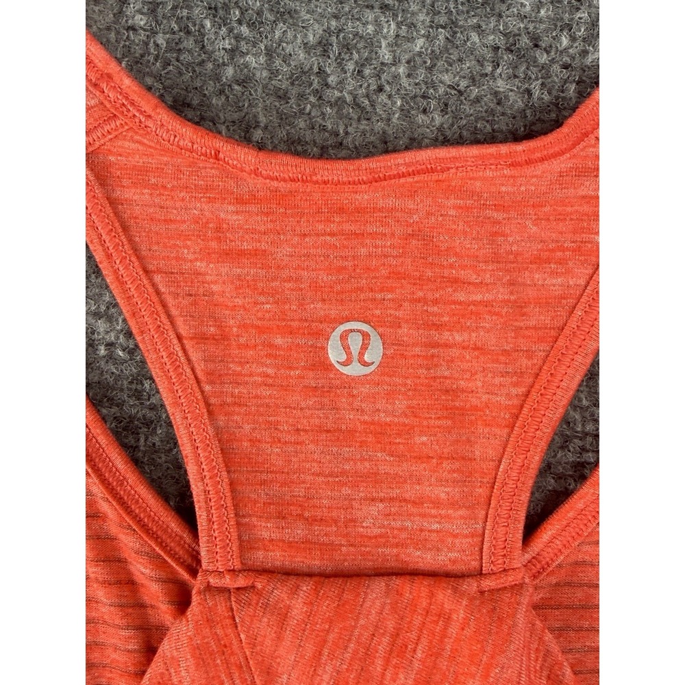 Lululemon Womens Twist Back Racerback Tank Heathered Coral Active Top Size 12 - Picture 9 of 10